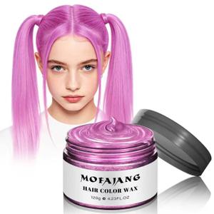 Pink Hair Spray Color Temporary Hair Color Wax 4.23 Oz, Natural Washable Hair Wax Color, Kids Women Temporary Hair Dye Wax Gel Pomades Cream for Christmas Party, Role Playing, Cosplay, Hollaween(Pink)
