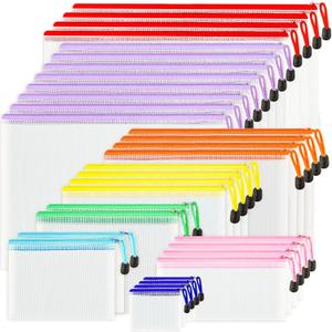 32pcs Mesh Zipper Pouch Bags, 8 Sizes, 8 Colors Zipper Pouches for Organizing, Board Game Storage, Travel, School Office