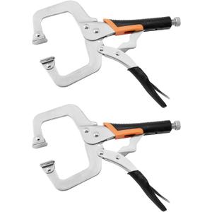 11-Inch C-Clamp Locking Pliers,Heavy Duty Vise Grip Locking Pliers With Swivel Tips for Woodworking,Welding,Home(2 Pack)