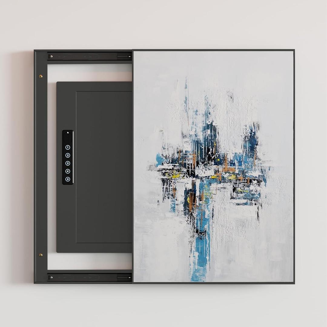 21x30 Wall Safe Cover, Left Or Right Slide Design Pull And Push Picture Frame For Hidden Wall Safes (Black)