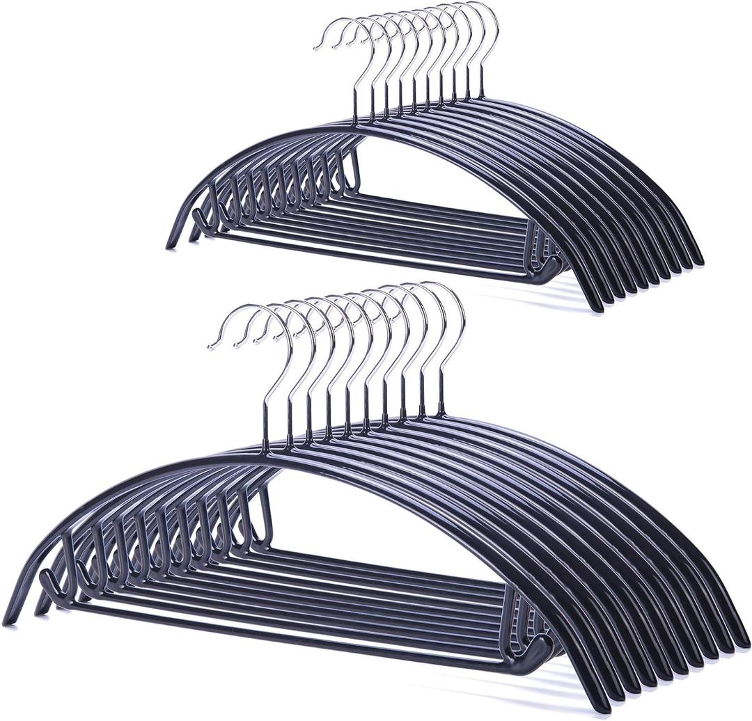 Nature Smile Non Slip PVC Coating Sweater Hangers,Dress Suit Coat Hangers,Shoulder Bump Free Golf T Shirts Clothes Hangers (Black Color 20 Pack)