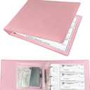 3 Rings Business Check Binder for End-Stub Deskbook Checks with 3 & 9 Holes, Faux Leather (11 1/4" x 9") in Pink