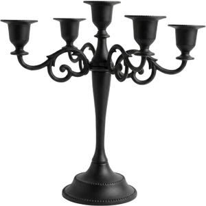 Rely+ 5 Arm Matte Black Candelabra Taper Candle Holders Decorations Indoor Kitchen Dcor Table Candles Candlestick Candelabra Centerpiece Gothic Home Decor Wedding 10 Inch Tall