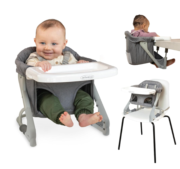 Infantino the Ultimate Travel Booster, Versatile and TravelFriendly Booster, High Chair and Seat for OntheGo Families, Gray