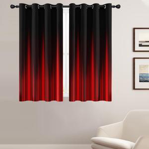 Coxila Red and Black Window Curtains for Bedroom 42 x 63 Inch Thermal Insulated Blackout Ombre Gothic Goth Dark Anime Cool Mens Abstract Home Bedroom Living Room Treatment Set of 2 Panels Drapes
