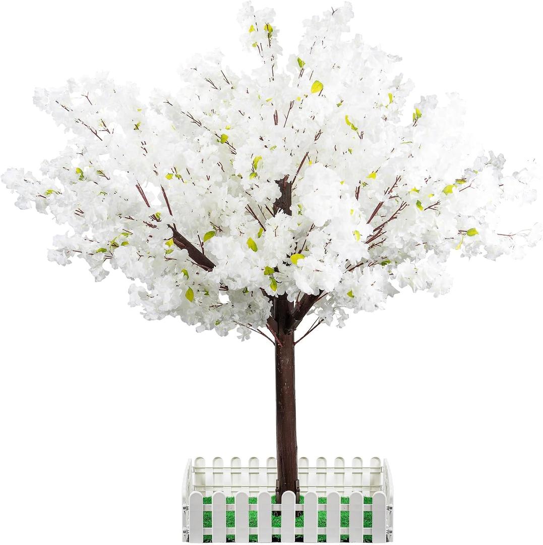 Artificial Cherry Blossom Tree - Handmade White Fake Cherry Blossom Tree Centerpieces for Wedding Party Christmas Garden Indoor & Outdoor
