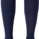 Comrad Nylon Knee High Socks - 15-20mmHg Graduated Compression Socks - Soft & Breathable Support Unisex Socks (Large, Navy)