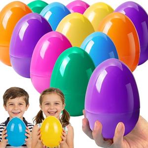 Viaecone 6 Pack Jumbo Easter Eggs, 6 Inch Large Fillable Plastic Easter Eggs in 6 Bright Colors, Big Empty Surprise Eggs for Kids Easter Egg Hunts, Basket Stuffers, and Party Favors