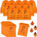 Poen 36 Set Thanksgiving Tic Tac Toe Fall Pumpkin Party Include Wooden Maple Turkey Drawstring Bag Activity for Thanksgiving Holiday Party Supplies(Autumn)