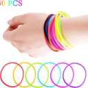 6Pack DFYOUHOME 80s Party Bracelets Rainbow 10 Colors Silicone Jelly Glow Wristbands Luminous Hair Ties for Christmas Party Favors, Adults, Women, Girls Gifts (30PCS)