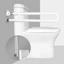 29.5 Inch Handicap Grab Bars Foldable Toilet Safety Rails, Flip-Up Bathroom Grab Bar with Anti-Slip Grip, Toilet Handrails Hand Grips Shower Assist Aid for Elderly Pregnant Women Disabled
