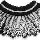 MYAYD Women's Black Lace Faux Renaissance Gothic Steampunk Medieval Victorian Ruffled Collar Accessories small cape (Black, M)