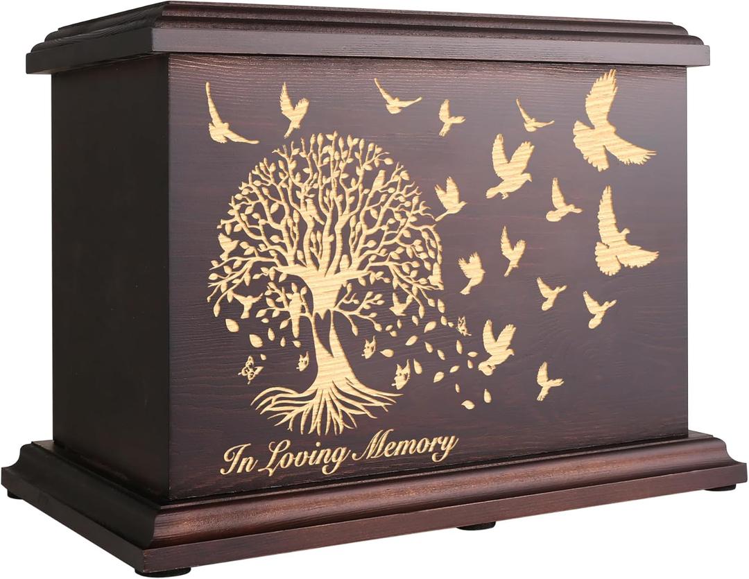 DGDCDV Cremation Memorial Urns for Human Ashes Adult Male Female, Wooden Urns Box and Casket for Ashes Men Women Child, Large Burial Funeral Urns for Ashes, Holds Up to 270 LBS