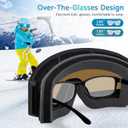 Kids Ski Goggles, Frameless OTG Snowboard Goggles HD Super Anti-fog 250s Mirrored Lens for Kids Youth