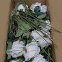Hananona Artificial Roses in Bulk, Fake Velvet Silk Roses Realistic Rose for Wedding Centerpieces Flower Arrangement Home Decor (50, White)