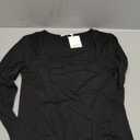 MANGOPOP Womens Long Sleeve Square Neck T Shirts Tops Fitted Tees(Black, Small)