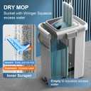 JOYMOOP Mop and Bucket Set Hands-Free Flat Floor Mop for Household and Commercial Use, with 3 Washable Microfiber Pads, Wet and Dry Cleaning System, Ideal for Home and Office Floors