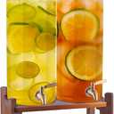 2PCS 2.2 Gallon Drink Dispenser,Glass Water Dispenser with Stand,Beverage Dispenser with Stainless Steel Spigot,Drink Dispensers for Parties,Bars,Restaurants