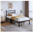 14 Inch Metal Bed Frame - Twin Size Heavy Duty Bedframe with Headboard Black Basic Steel Slats Platform No Box Spring Needed/Easy Assembly/Noise Free