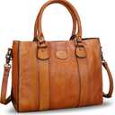 Genuine Leather Satchel Purses Handbags for Women Top Handle Shoulder Bags Lady Crossbody Tote Bag (Brown)