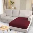 H.VERSAILTEX Super Stretch Individual Chaise Cover Sectional Couch Covers for L Shaped Sofa Both Left/Right Featuring Thick Jacquard Textured Twill Fabric (1 Piece Chaise Cover, Burgundy Red)