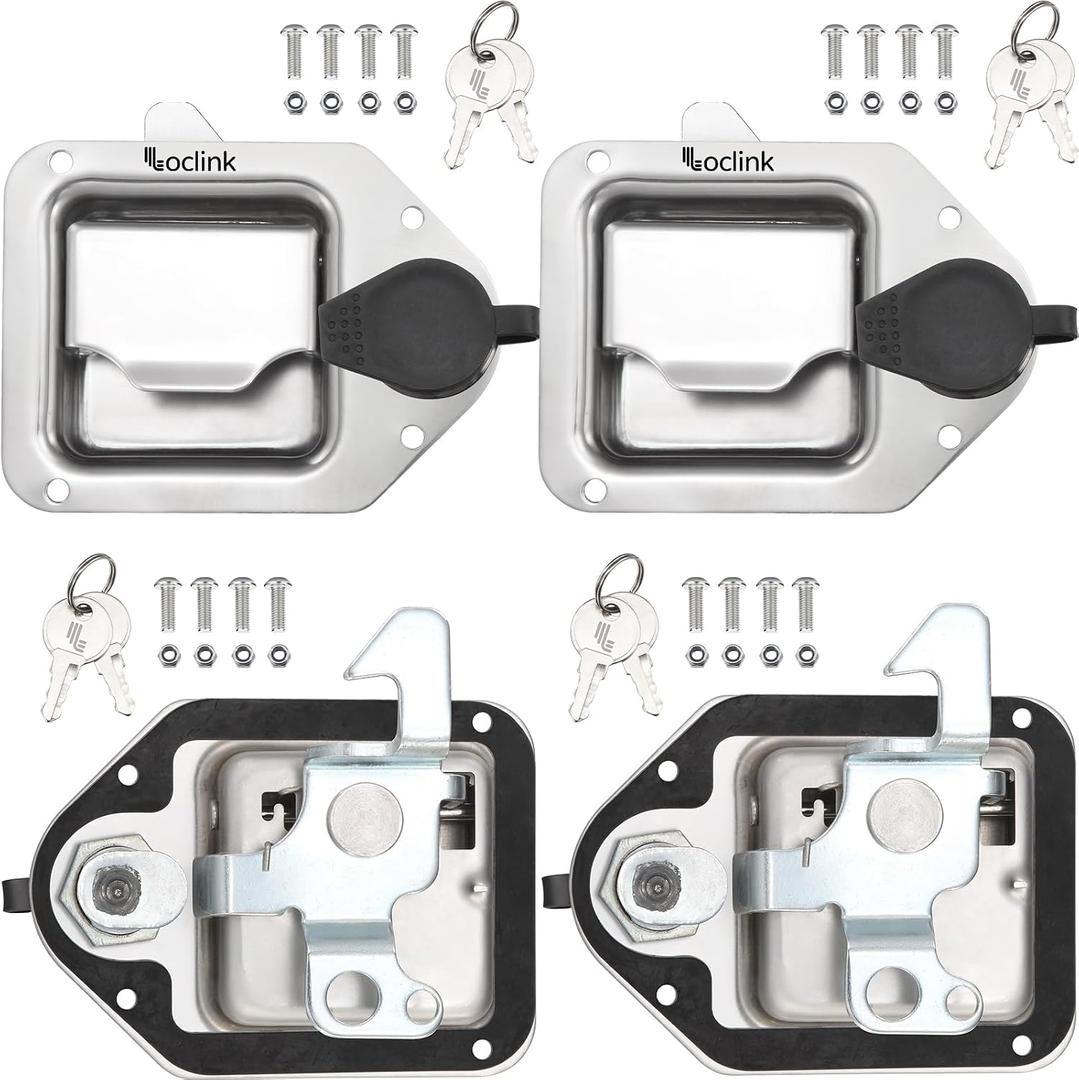 Truck Box Latch Replacement kit, Paddle Latch Tool Box Locks with Keys,Truck Box, Trailer Door, RV, Camper, Storage Box, 4.4" L x 3.3" W