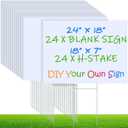 Timgle 24 Set Blank Yard Sign and H Metal Stakes Large White Corrugated Plastic Signage 18 x 24 Inch Visibility Garden Lawn Signs for Yard Sales Graduation Political Lawn Party Decoration and Estate