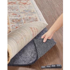 Veken Non Slip Cushioned Rug Pad Gripper, Felt and Silicone Backing, 6 x 9 Ft, 1/4 inch Thick Carpet Liner Protector Mat for Area Rugs and Hardwood Floors, with Over 99 Pcs Anti-Slip Strips Pattern