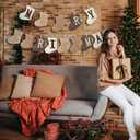 Merry Christmas Burlap Banner, 8.5 ft Sock Shaped Christmas Decoration, Rustic Banner Garland Bunting with Clips for Mantle Fireplace Xmas Party Holiday Indoor Outdoor Hanging Decorations