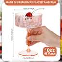 Jingmore 48 Pcs Ribbed Martini Glasses 10 oz Disposable Plastic Vintage Ribbed Coupe Glasses Unbreakable Dessert Parfait Glassware for Wedding Birthday Party Supplies (Champagne Powder)