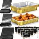 10 Pack Disposable Chafing Dish Buffet Set, Include Dish Serving Trays, Utensils, Mini Chalk Board Labels with Easel Stand and Replacement Stickers for Events, Parties, Catering