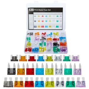120 PCS Blade Fuses Assortment Kit, Car Fuses Assortment Kit- Standard & Mini & Low Profile Mini Fuse (2A 5A 10A 15A 20A 25A 30A 35A),Replacement Fuses for Car, Boat, SUV, Auto, RV, Truck