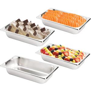 TOPZEA Set of 4 Stainless Steel Steam Table Pan 1/3 Size, 2.5" Deep Anti-Jam Breading Tray, Buffet Dinner Food Serving Hotel Pan for Food Warmer, Preparing Bread-Crumb Dish, Marinating Meat