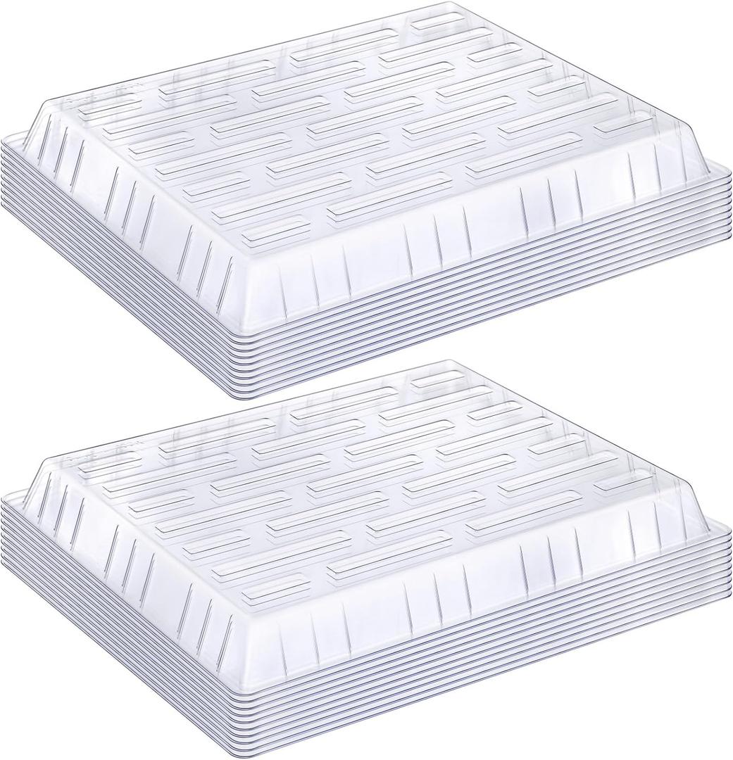 20 Pack Clear Plastic Humidity Domes for Seed Starting 13.7 x 10.5 x 1.2 Inches Transparent Grow Covers for Seed Starter Plant Trays Covers for Germination and Garden Growing