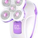 Electric Razors for Women, Rechargeable Rotary Painless Shaver for Legs Bikini Facial Hair Removal, Body Wet/Dry Razor Water Resistant Grooming Kit, Cordless Womens Trimmer for Grooming (Purple)