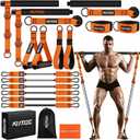 Pilates Bar Kit with Resistance Bands, Heavy Duty Pilates Equipment for Men, Training Bands with Handles for Legs, Hip, Back, Arm, Abs, Chest, Shoulders, Portable Home Gym Workout Equipment (1-Orange)
