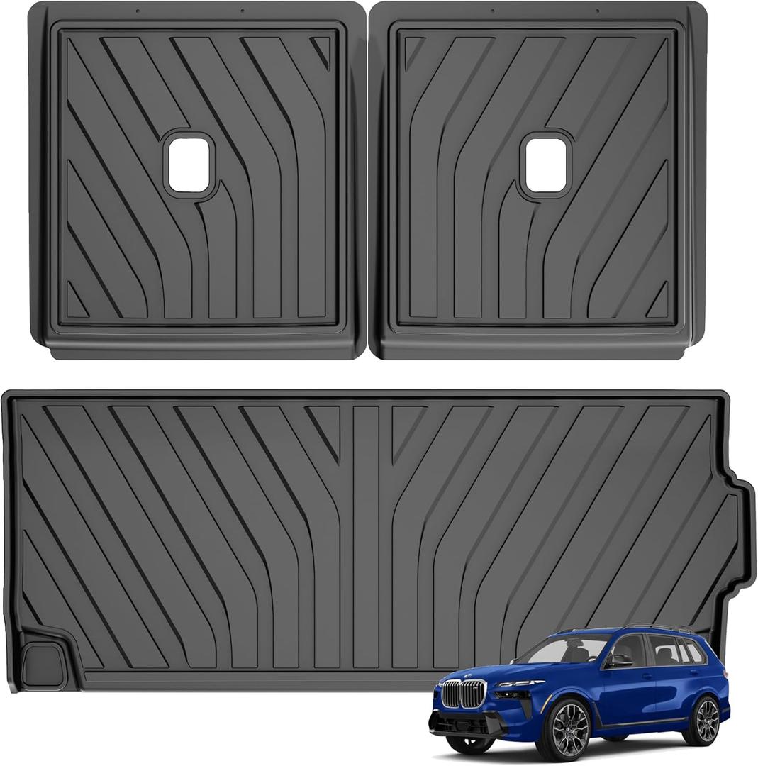 Original 2019-2024 2025 X7 Cargo Liner and Backrest Mat for BMW X7 (Not for 2021-2022 X7 50i and 2025 40i) - Custom Fit TPE All Weather 3D Laser Measured Car Mats for BMW X7 2019-2024 2025