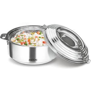 Milton Galaxia 3500 Insulated Stainless Steel Casserole, 3.5 qt. (3300 ml, 111 oz) Thermal Serving Bowl, Keeps Food Hot & Cold for Long Hours, Elegant Hot Pot Food Warmer Cooler, Silver
