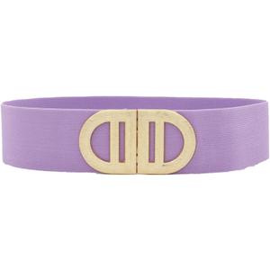 ZYALTFDC Women Wide Stretchy Waist Belts Gold Buckle Elastic Cinch Vintage Belt for Women Dresses Western Wear Belts (Suit for waist size 29"-33", Purple)