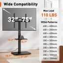 Perlegear Floor TV Stand with Power Outlet, Universal TV Stand for 32-75 inch TVs up to 110 lbs, Height Adjustable Standing TV Mount, Tall TV Mount with Wood Base, Max VESA 600x400mm, PGFS06