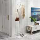 Tenkovic Metal Coat Rack Freestanding, Coat Rack Stand with Heavy-weight Natural Marble Base, 67” Coat Hanger Stand with 3 Hooks for Bedroom, Office, Hallway, Entryway, Living Room (White)
