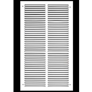 HVAC Premium 10'' x 18'' [Duct Opening] Flat Stamped Steel Return Air Grille - Sidewall and Ceiling - HVAC Vent Duct Cover - White [Outer Dimensions: 11.75''w X 19.75''h]