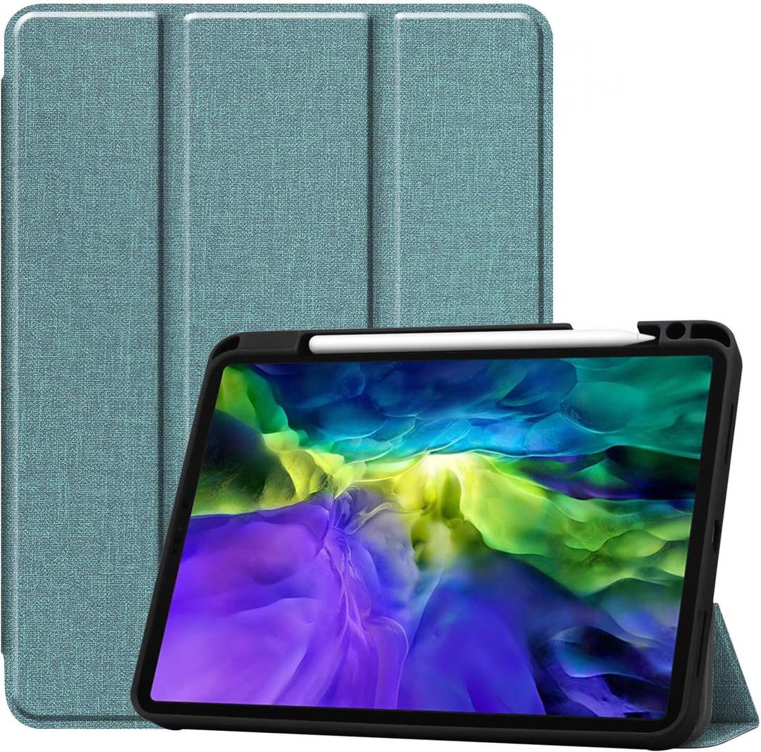 Tablet Cover for Apple iPad Pro 11 1st 2nd 3rd 4th(2018 2020 2021 2022 Release),Folio Stand Lightweight Sleep/Wake Up Leather Case for Apple iPad Pro 11 Gen 1 2 3 4 11" (JTPU-Dark Green)