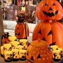 12-Pack Halloween Ink Painting Large Electronic Waxes with Remote Control, Flameless LED Candles for Halloween Spooky, Halloween Ambient Sense Artifacts.