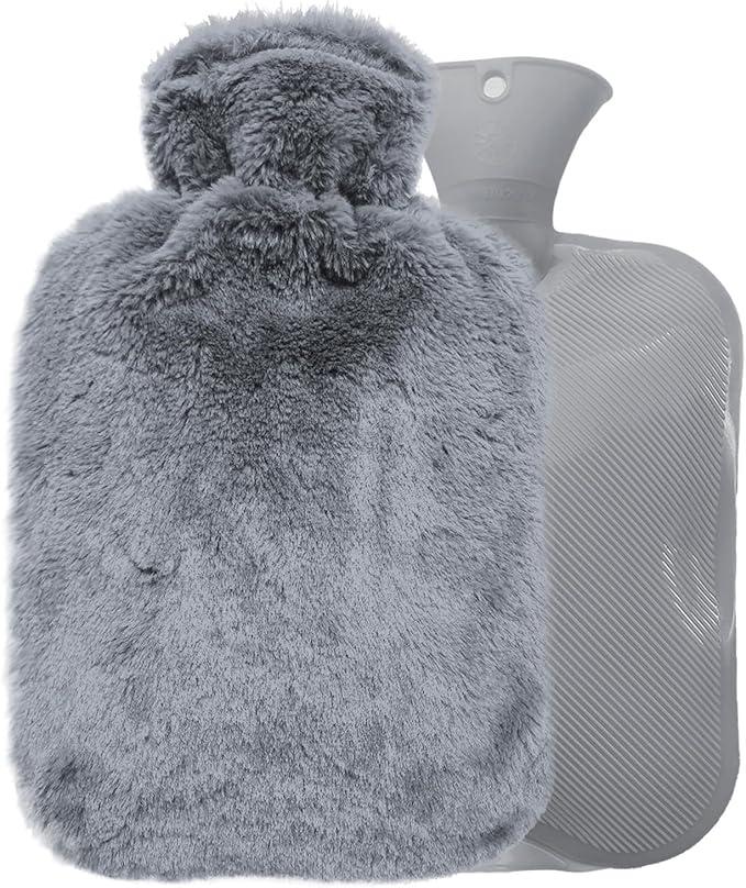Hot Water Bottle with Cover, 2L PVC Hot Water Bag for Pain Relief, Menstrual Cramps, Hand & Feet, BPA Free Hot & Cold Compress for Women & Men