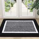Colorxy Indoor Door Mat, Non-Slip Absorbent Resist Dirt Entrance Mat, Sturdy Low-Profile Inside Floor Mats, Washable Front Entry Doormats for Entryway, 36''x20'', Black