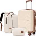 Carry On Luggage Set 22x14x9 Airline Approved Luggage Sets 3 Piece,Suitcases with Wheels,ABS Hard Case Luggage with TSA Lock Spinner Wheels (20 Inch,BP/TB)