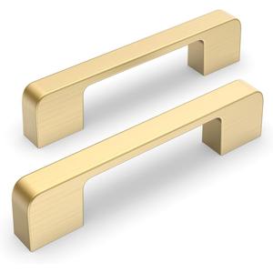 25 Pack 4 Inch Brushed Gold Cabinet Pulls Brushed Brass Cabinet Handles, 102mm Dresser Drawer Pulls Gold Kitchen Cabinet Hardware