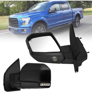 Left Driver Side Mirror Fits for 2015-2018 Ford F150 Support Power Folding Power Heated with Turn Signal Puddle Signal Spot Light Support Blind Spot Detection Memory Function 18Pins FO1320533