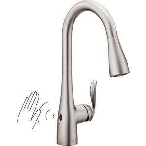 Moen Arbor Spot Resist Stainless Motionsense Wave Sensor Touchless One-Handle Single Hole Kitchen Sink Faucet, 7594EWSRS